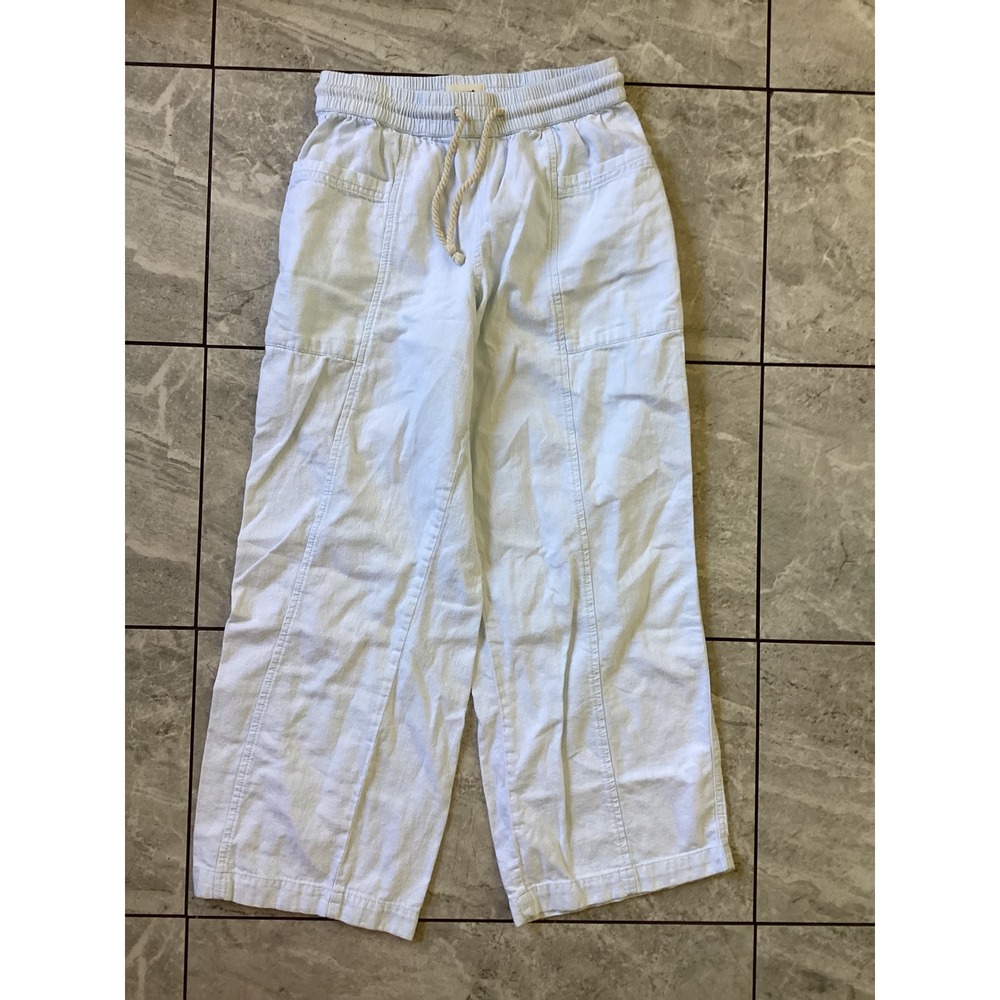 Pact Organic Cotton Wide Leg Pants Light Blue Elastic Waist Drawstring Small